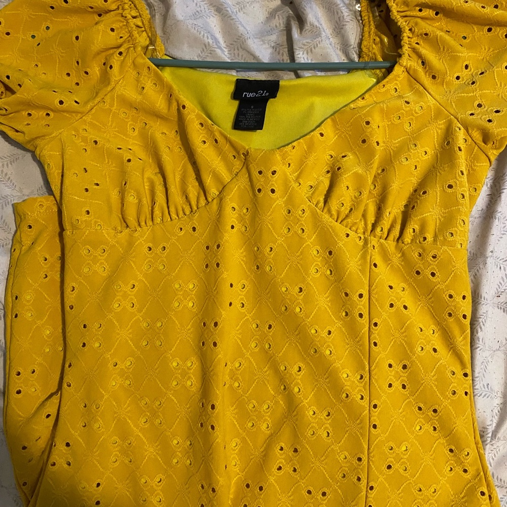 Yellow low cut dress worn once